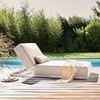 OVIALA - Bain de soleil avec coussin inclinable 5 positions beige - Havana - vignette