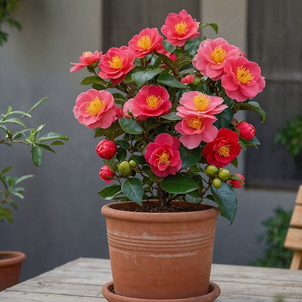 PLANT IN A BOX - Camélia - Camellia japonica 'Lady Campbell' - Hauteur 60-70cm - ⌀19cm - large