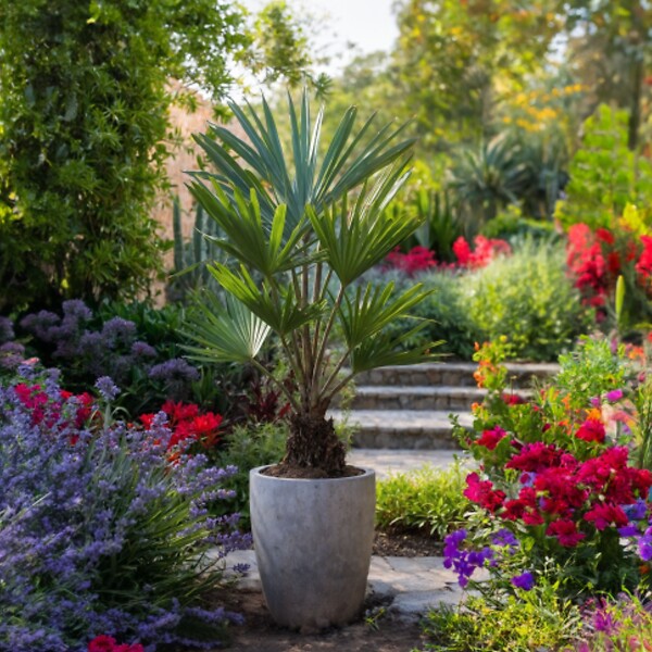 PLANT IN A BOX - Palmier de Chine - Set de 2 - Trachycarpus Fortunei - Hauteur 35-45cm - ⌀15cm - large