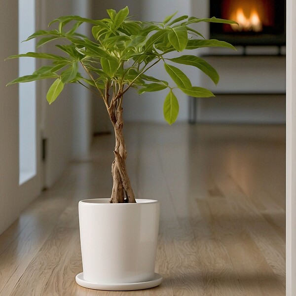 PLANT IN A BOX - Arbre à argent - Set de 2 - Pachira aquatica - Hauteur 60-70cm - ⌀17cm - large