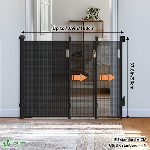 VOUNOT - Barriere de securite retractable HAUTE 180x96cm noir - large