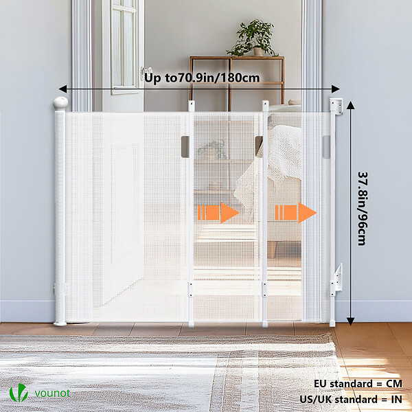 VOUNOT - Barriere de securite retractable HAUTE 180x96cm blanc - large