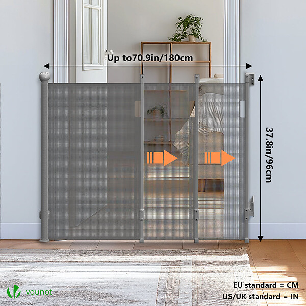 VOUNOT - Barriere de securite retractable HAUTE 180x96cm gris - large