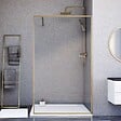 ESSEBAGNO - Square Paroi de douche verre anticalcaire et aluminium cadre complet 120 x 200 Or Brossé - vignette