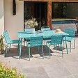 OVIALA - Ensemble table de jardin et 6 chaises en métal turquoise - Palavas - vignette