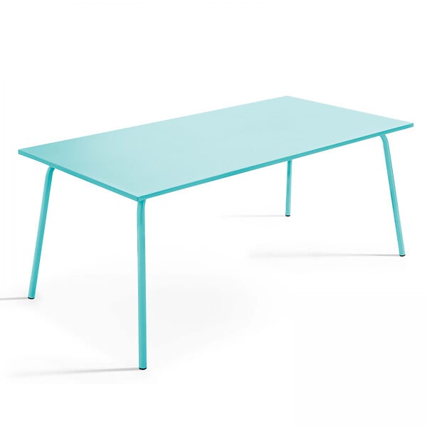 OVIALA - Ensemble table de jardin et 6 chaises en métal turquoise - Palavas - large