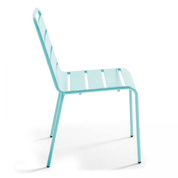 OVIALA - Ensemble table de jardin et 6 chaises en métal turquoise - Palavas - large