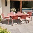 OVIALA - Ensemble table de jardin et 6 chaises en métal argile - Palavas - vignette