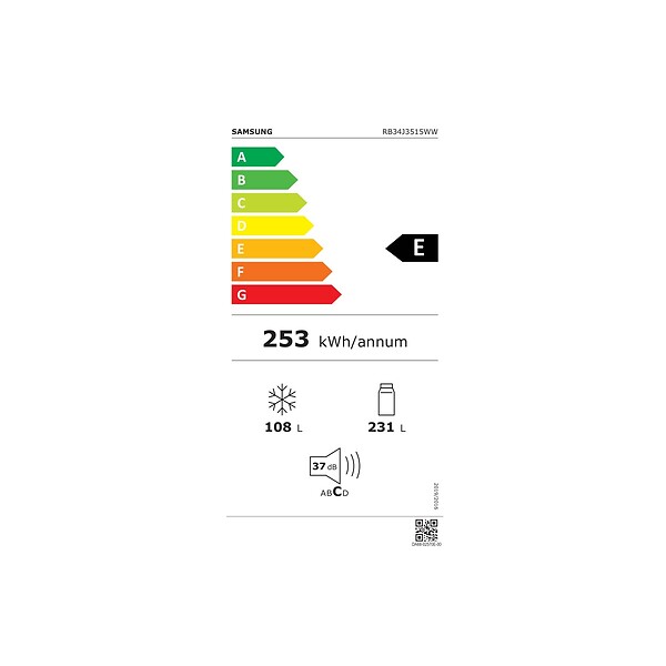 SAMSUNG - Réfrigérateur Combiné 60cm 339l Ventilé Blanc - RB34J3515WW - large