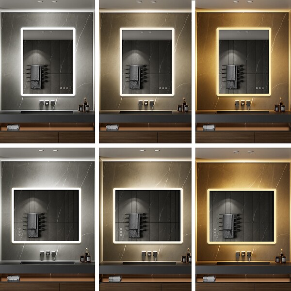 SANIVERRE - BOLEO Miroir LED lumineux 80x100 cm anti-buée, intensité 2100 lumens & couleur réglables salle de bain - large