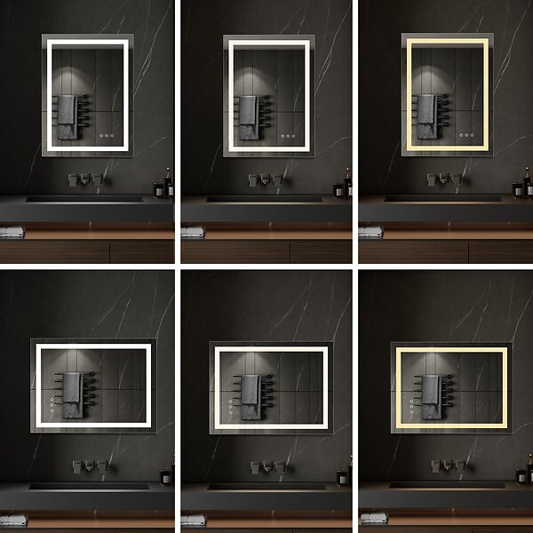 SANIVERRE - CIMEO Miroir lumineux LED 70 x 90 cm anti-buée + intensité 2100 lms & couleur réglables salle de bain - large