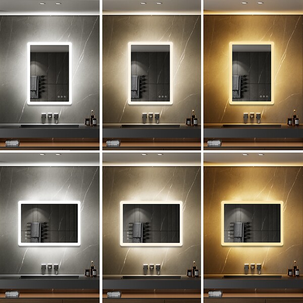 SANIVERRE - BOLEO Miroir LED lumineux 50x70 cm anti-buée, intensité 2100 lumens & couleur réglables salle de bain - large