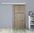 GD MENUISERIES - Porte Coulissante bois Frake 3 Panneaux H204 x L73 cm, rail bandeau blanc - vignette