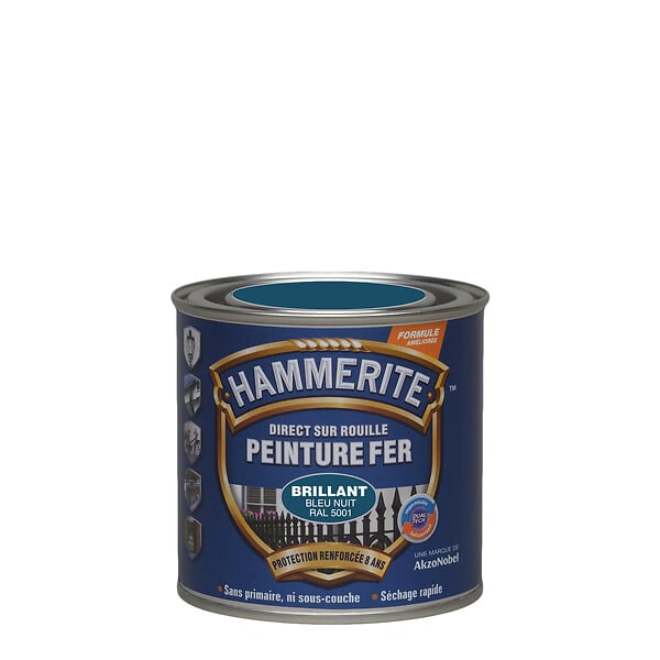 HAMMERITE - Peinture antirouille - Direct sur Rouille Bleu Nuit 0,25L - large