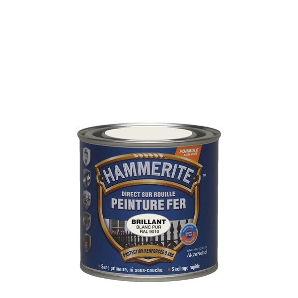 HAMMERITE - Peinture fer Direct sur Rouille Blanc Pur 0,25 L - large