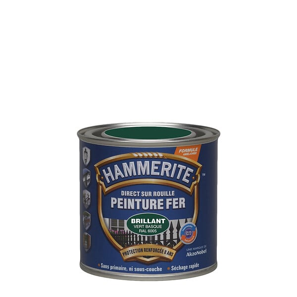 HAMMERITE - Peinture fer Direct sur Rouille Vert Basque - 0,25 L - large