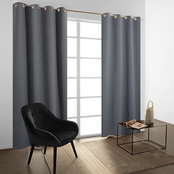 MODE DE VIE - Rideaux occultant Noa - Polyester - Anthracite - 260g/m2 - 140x240cm - large