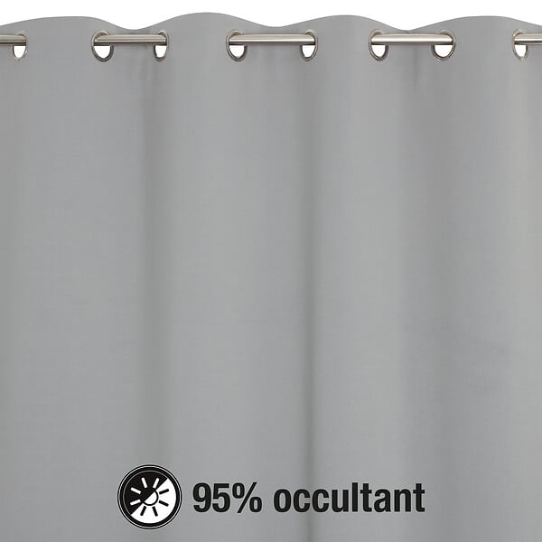 MODE DE VIE - Rideaux occultant Noa - Polyester - Gris clair - 260g/m2 - 140x240cm - large