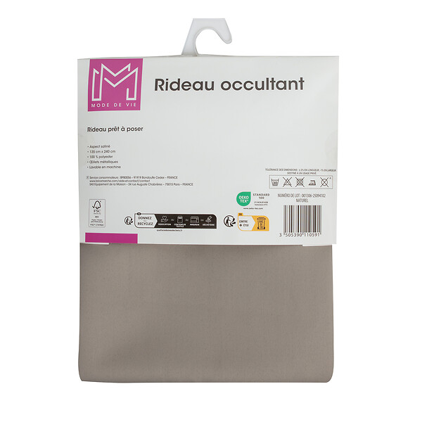 MODE DE VIE - Rideaux occultant Noa - Polyester - Naturel - 260g/m2 - 140x240cm - large