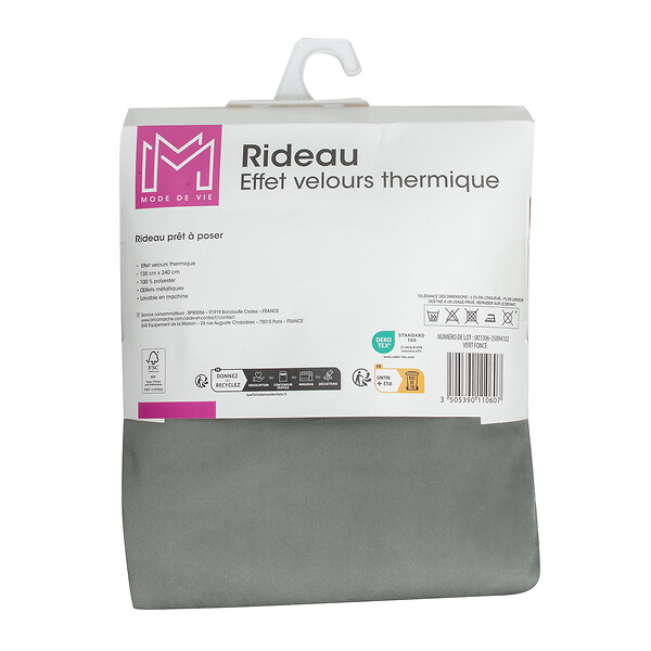 MODE DE VIE - Rideaux thermique Rafael - Polyester - Vert foncé - 320gms - 140x240cm - large