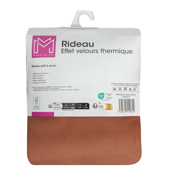 MODE DE VIE - Rideaux thermique Rafael - Polyester - Terracotta - 320gms - 140x240cm - large