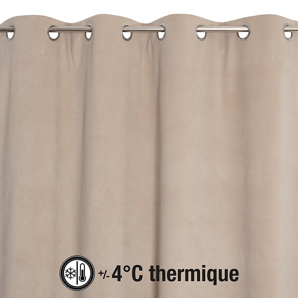 MODE DE VIE - Rideaux thermique Rafael - Polyester - Taupe - 320gms - 140x240cm - large