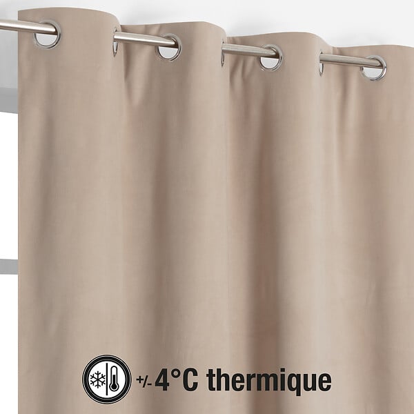 MODE DE VIE - Rideaux thermique Rafael - Polyester - Taupe - 320gms - 140x240cm - large