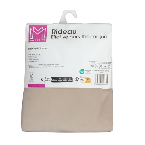 MODE DE VIE - Rideaux thermique Rafael - Polyester - Taupe - 320gms - 140x240cm - large