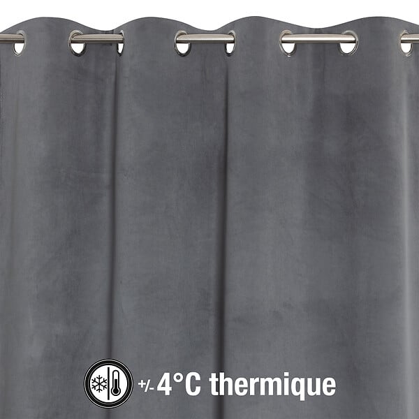 MODE DE VIE - Rideau thermique occultant Rafael - Anthracite - 140x240 cm - large