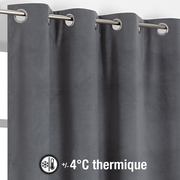 MODE DE VIE - Rideau thermique occultant Rafael - Anthracite - 140x240 cm - large