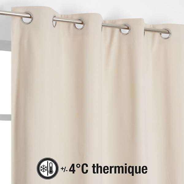 MODE DE VIE - Rideaux thermiques Rafael - Polyester écru - L.140xH.240cm - large