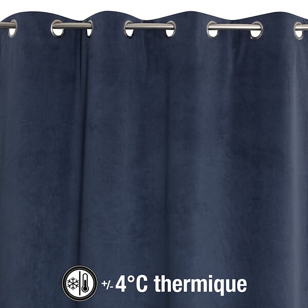 MODE DE VIE - Rideaux thermique Rafael - Polyester - Marine - 320gms - 140x240cm - large