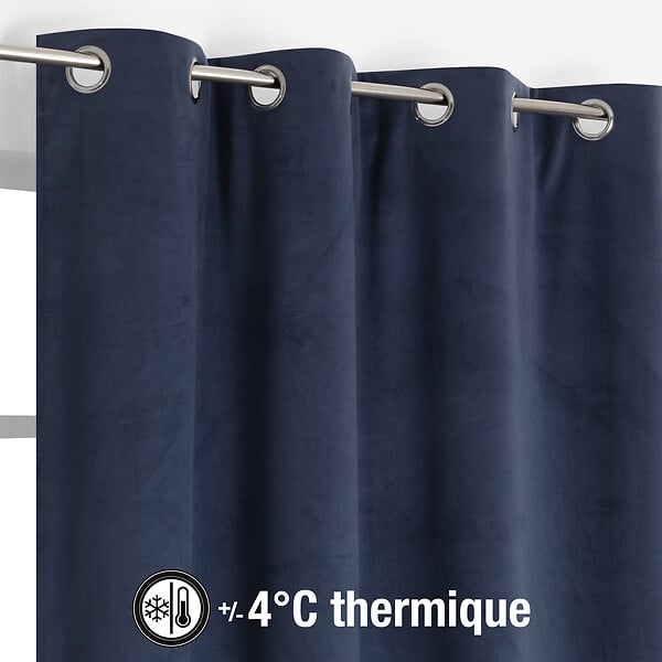 MODE DE VIE - Rideaux thermique Rafael - Polyester - Marine - 320gms - 140x240cm - large
