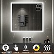SANIVERRE - TEMEO Miroir LED lumineux 90 x 100 cm antibuée + intensité 2100 lumens & 3 couleurs salle de bain - vignette