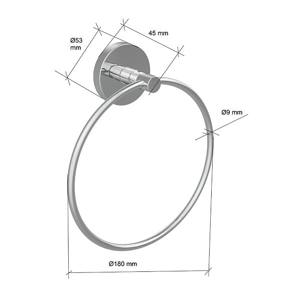 STANO - Anneau porte-serviette CIRCLE chromé - large