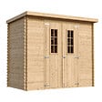 TIMBELA - Abri de jardin en bois AVEC SOL TRAITÉ - Stockage extérieur l239xL142xH200cm/2.63 m2 - Petit abri à outils, Local à vélos - M310C+M310G - vignette
