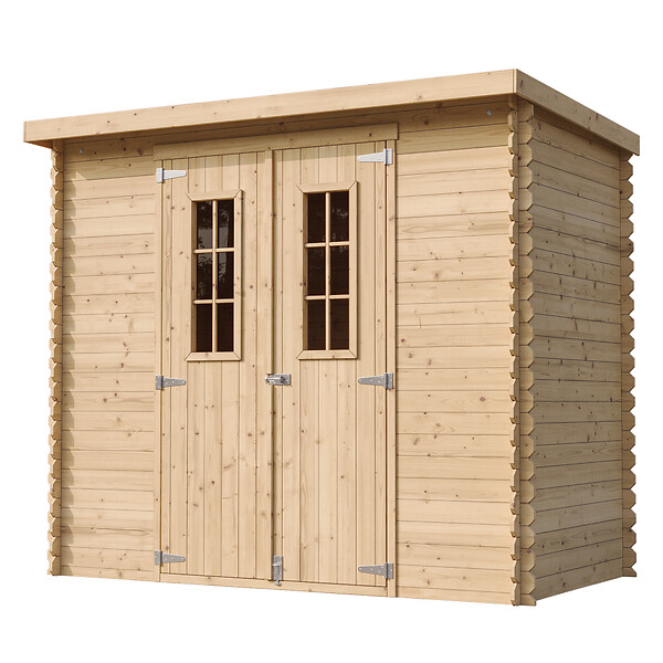 TIMBELA - Abri de jardin en bois AVEC SOL TRAITÉ - Stockage extérieur l239xL142xH200cm/2.63 m2 - Petit abri à outils, Local à vélos - M310C+M310G - large