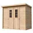 TIMBELA - Abri de jardin en bois AVEC SOL TRAITÉ - Stockage extérieur l239xL142xH200cm/2.63 m2 - Petit abri à outils, Local à vélos - M310C+M310G - vignette