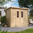 TIMBELA - Abri de jardin en bois AVEC SOL TRAITÉ - Stockage extérieur l239xL142xH200cm/2.63 m2 - Petit abri à outils, Local à vélos - M310C+M310G - vignette