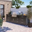 OVIALA - Cuisine d'extérieur 3 éléments avec barbecue noir - vignette