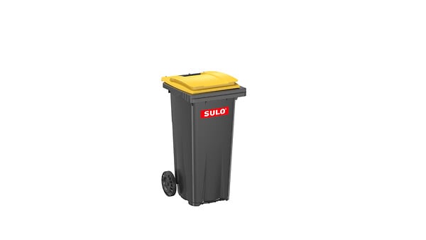 SULO - Bac poubelle mobile 120L gris anthracite et jaune - 2 roues - large