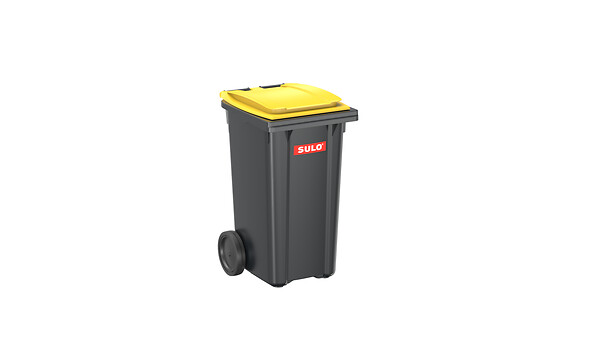 SULO - Bac poubelle à roulettes - Gris anthracite et jaune - 240L - large