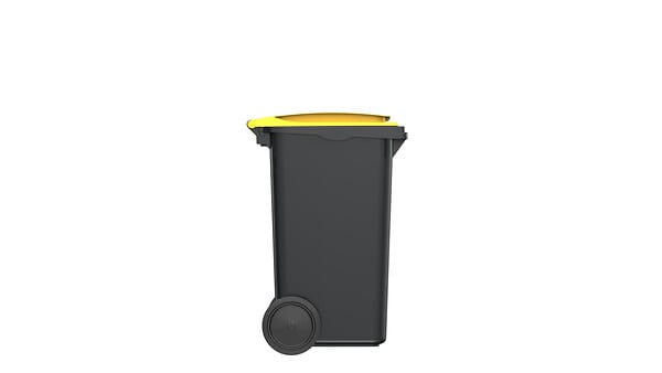 SULO - Bac poubelle à roulettes - Gris anthracite et jaune - 240L - large