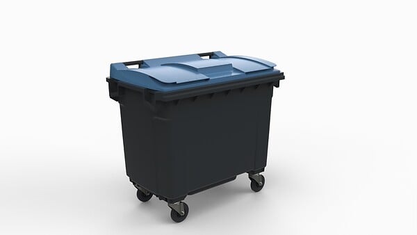 SULO - Bac poubelle roulant SULO de 660 litres cuve grise couvercle bleu - large