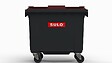 SULO - Bac poubelle roulant SULO de 660 litres cuve grise couvercle bordeaux - vignette