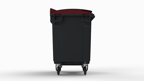 SULO - Bac poubelle roulant SULO de 660 litres cuve grise couvercle bordeaux - large