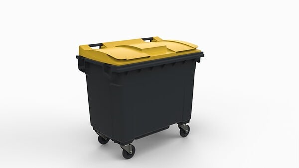 SULO - Bac poubelle roulant Citybac 660L - Grise et jaune - large