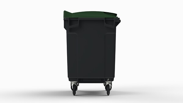 SULO - Conteneur à déchets 660L - PEHD - gris couvercle vert - large