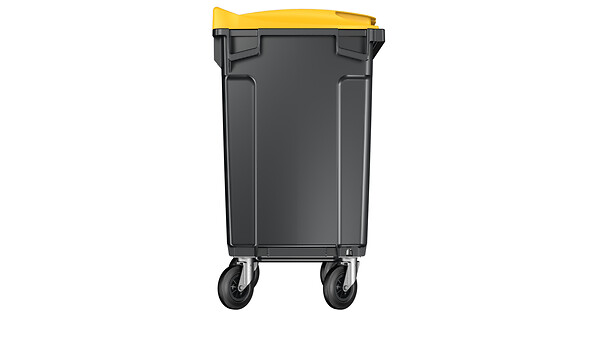 SULO - Bac poubelle roulant SULO de 770 litres cuve grise couvercle jaune - large