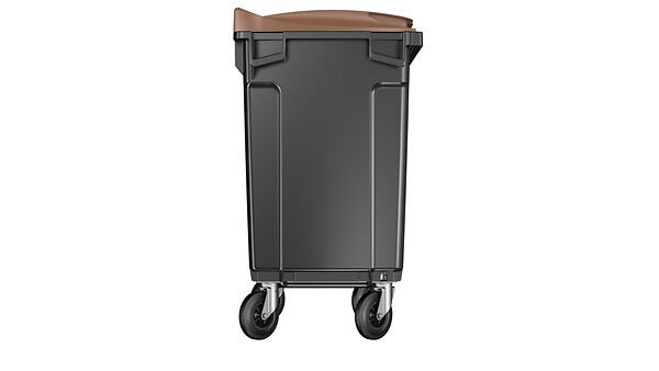 SULO - Bac poubelle roulant SULO de 770 litres cuve grise couvercle marron - large